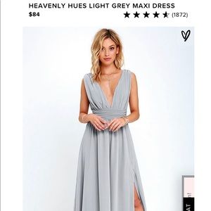 Lulus HEAVENLY HUES LIGHT GREY MAXI DRESS